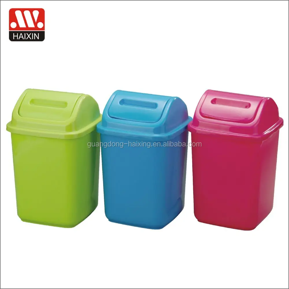 Square Platisc Waste Bin Guandong Haixing Plastic Trash Bin With Swing