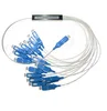 with 19 inch rackmount equipment SC/UPC fiber optical splitter 1 to 16 way mini steel tube 1m length