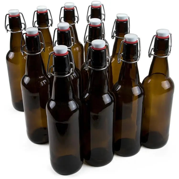 16oz 500ml Amber Flip Top End Swing Top Beer Glass Bottles Buy 500ml