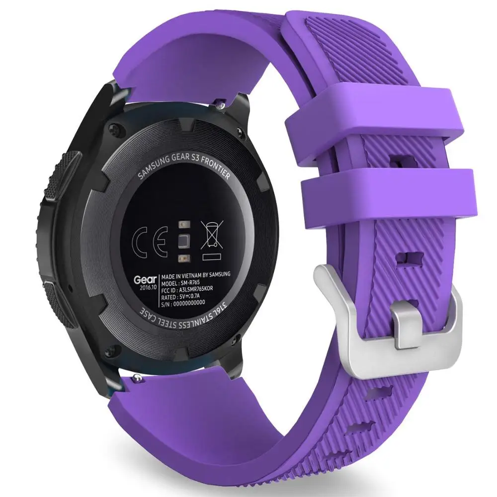 Soft Silicone Wristbands Replacement Strap with Chrome Buckle Clip for Samsung gear S3/pebble time/Ticwatch Smart Watch
