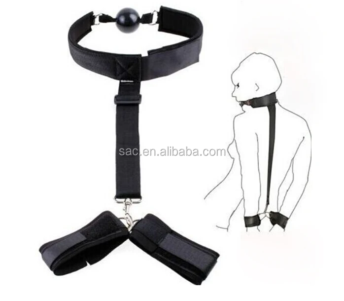 Adult Games Neck Collar And Mouth Ball Gag Sex Handcuffs Restraints Set