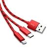 Two in One dual port usb charger cable 2 in 1 multi use mobile phone tablet charging sync data cable line