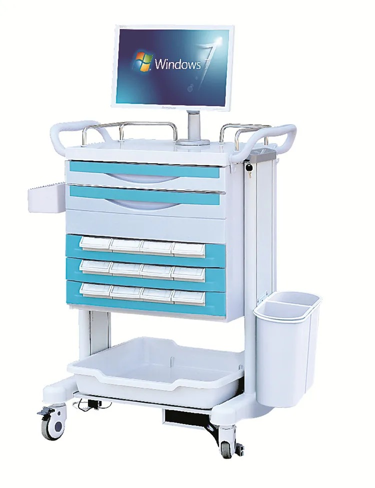 High quality ABS hospital furniture mobile Wireless nursing trolley Hybrid Narrow Cart
