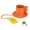 ENJOIN Heavy Duty Steel Kingpin Lock 5Th Wheel Trailer Lock King Pin Orange Lock with Bright Yellow Caution Tag