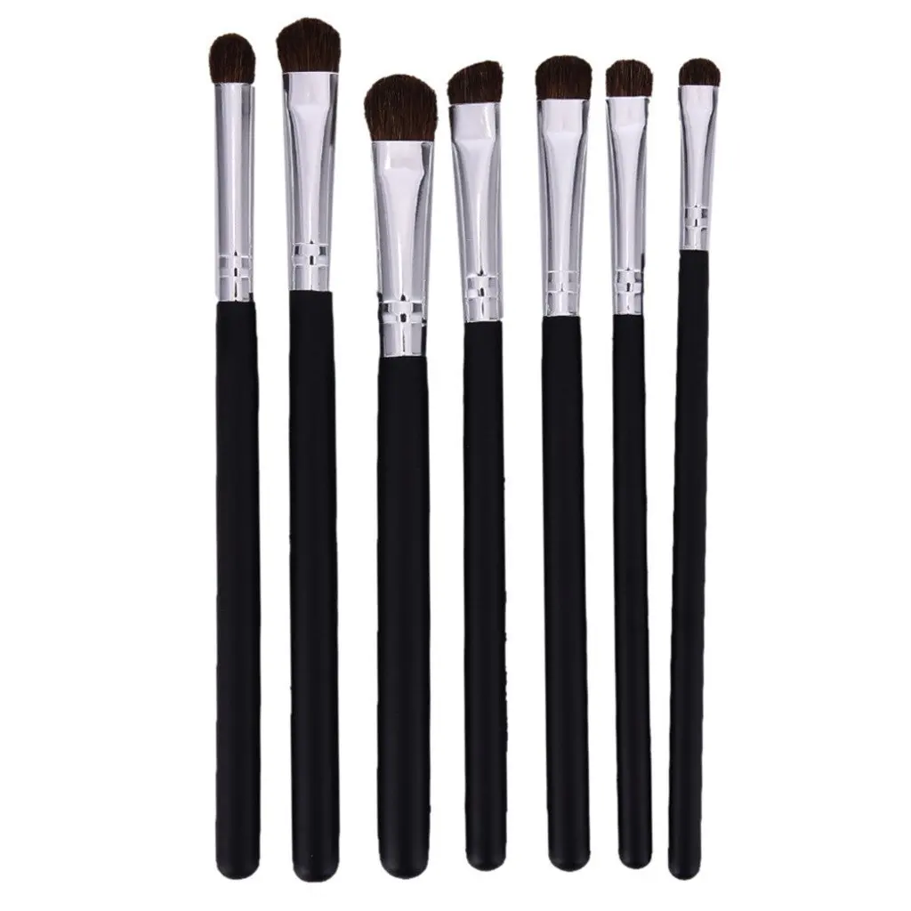 Redcolourful 7Pcs Practical and Fashionable Cosmetic Makeup Eyeliner Eyeshadow Eye Brushes Makeup Brushes Set Tools(SilverBlack)