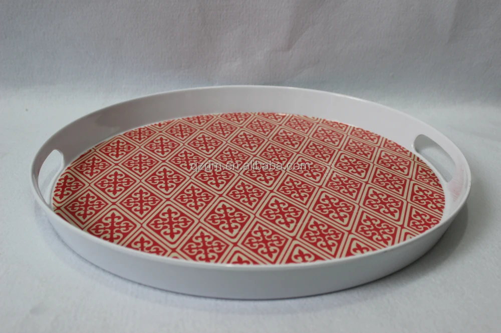 Melamine round tray Plastic oval with handle