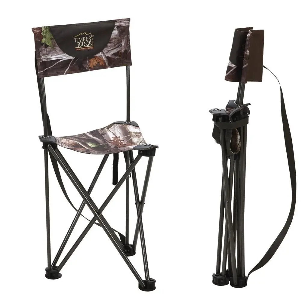 Kemimoto 360 Degree Tripod Swivel Hunting Chair With Backrest, Quick Folding Camo Blind Chair