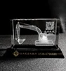 3d laser excavator crystal cube model for Business gift, high quality custom logo crystal block with obsidian base