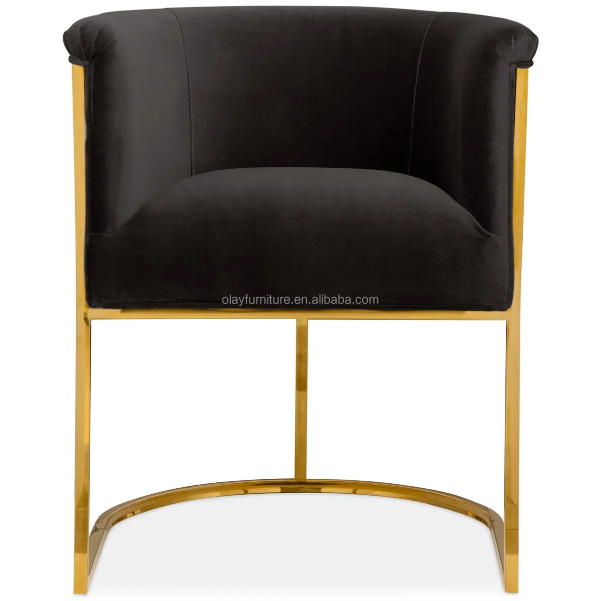 Home Modern Style Furniture Stainless Steel Frame Armchair Black Velvet