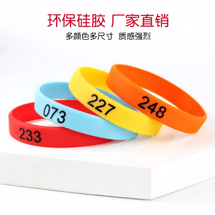 Customized Engraved Silicone Bracelet Series Number Rubber Wrist Bands