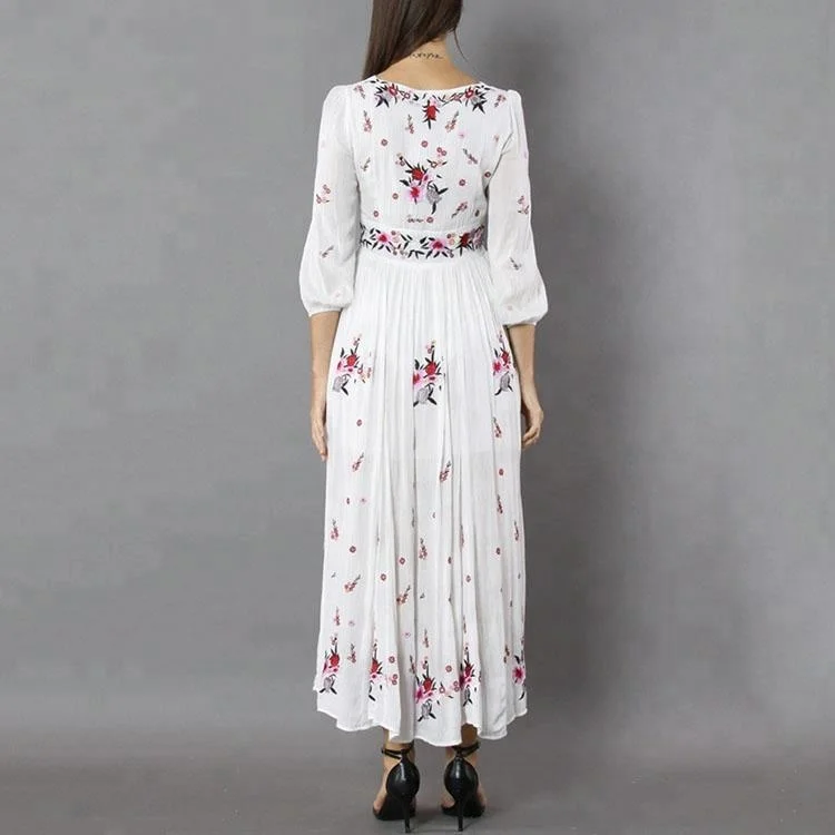 Sabrina Women Long Sleeve Summer Boho Print Dress