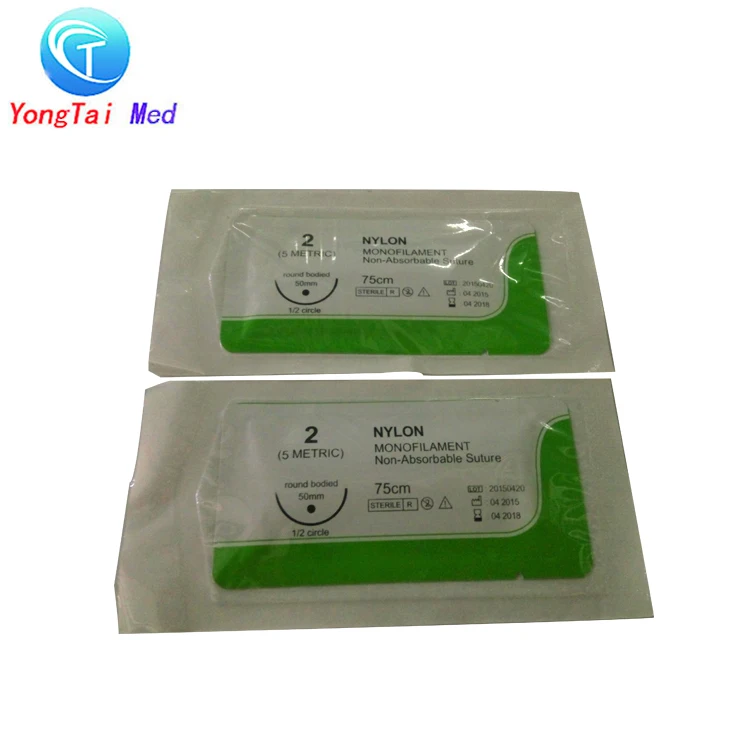 Disposable surgical nylon suture with curved suture needles