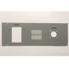 Membrane panel of test equipment with custom sticker and transparent window graphic overlay