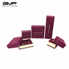 Custom elegant hot stamping logo wine red velvet jewelry box