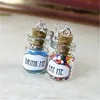 Drink Me and Eat Me Alice in Wonderland Vial Earrings Glass Bottle Earrings In silver