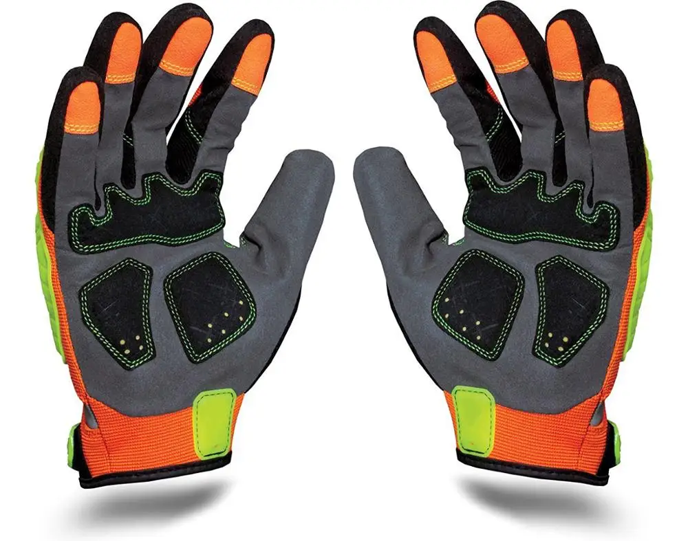 Hiviz Reflective Work Gloves Abrasion Resistant Mechanic Impact Gloves