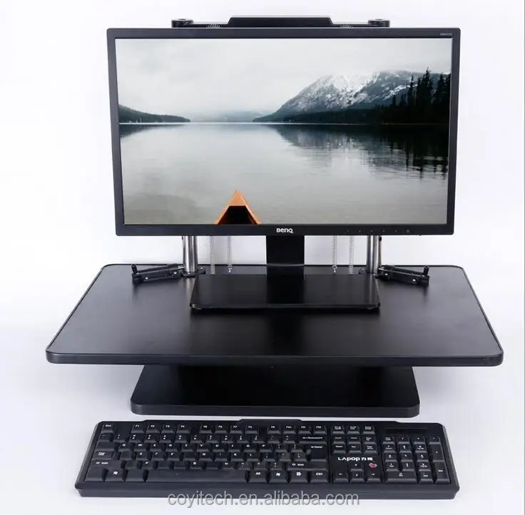 Wood Standing Desk Computer Monitor Stand Workstation Sit Up For