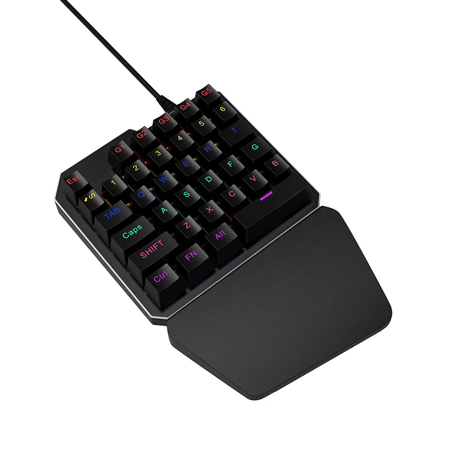 Color : 2 Zhengfangfang One-handed Gaming Keyboard USB Wired Keyboard Electronic Sports Player Keyboard Game Board 29-key LED Backligh