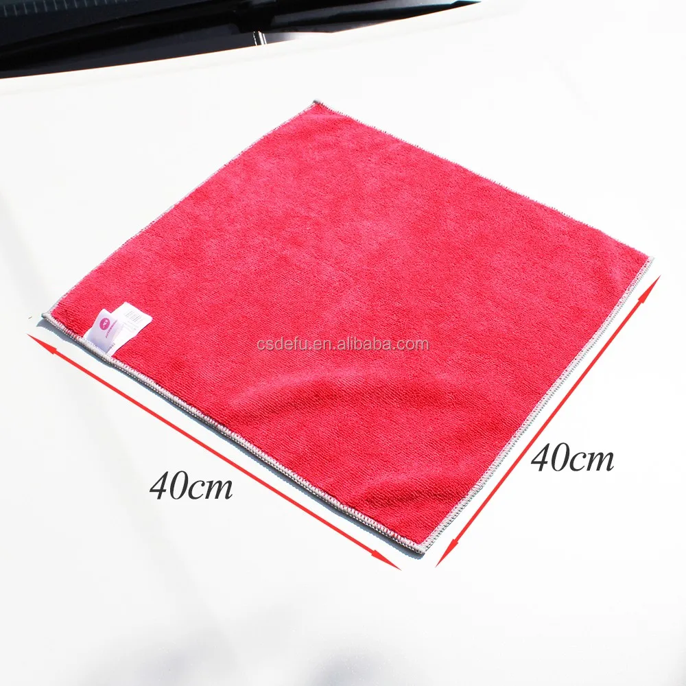 350gsm 40*40cm red microfiber car cleaning cloth