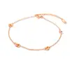 Retro wild titanium steel rose gold double ring interlocking circle anklet