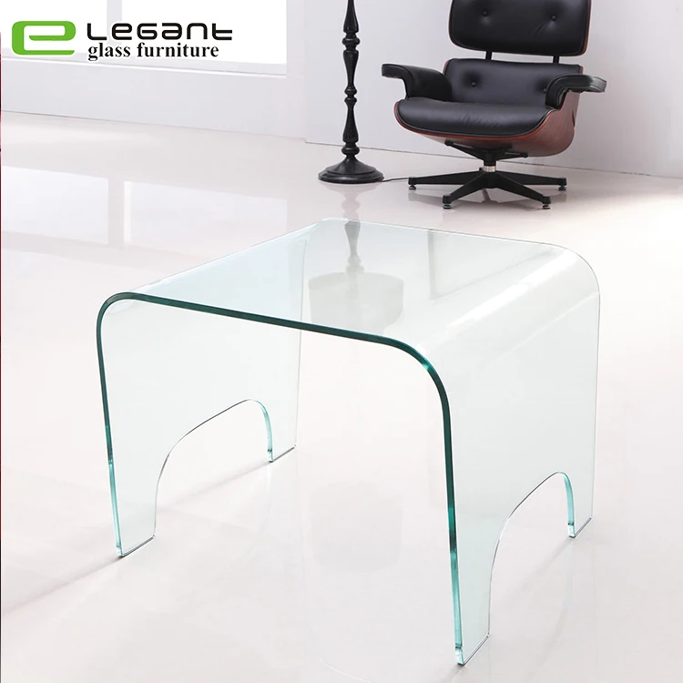 Home Hotel Furniture Curved Glass Coffee Side Table