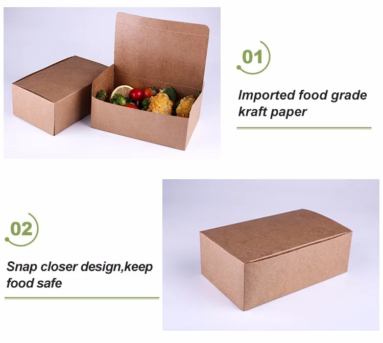Custom Brown Kraft Recycled Packaging Takeaway Paper Food Box
