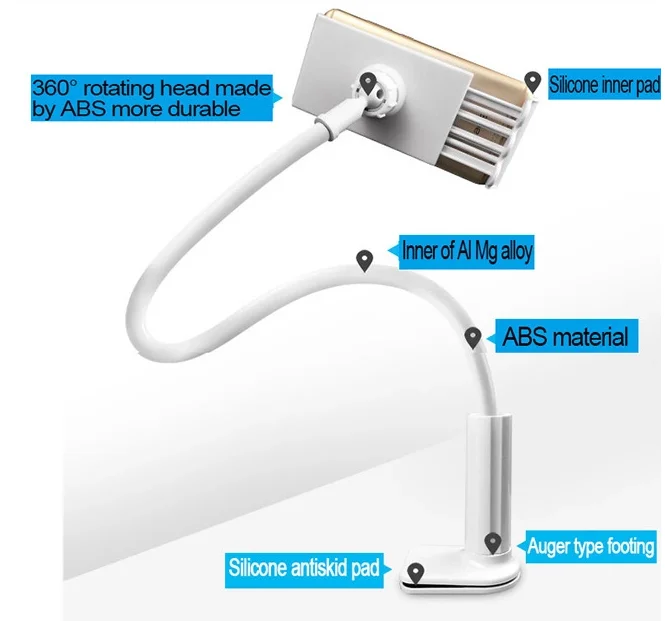 2019 new arrivals flexible gooseneck lazy mobile phone tablet holder for iphone for xiaomi