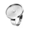 blank ring setting Stainless Steel Bezel Ring Base Flat Round adjustable original color 20mm US Ring Size:7 886723