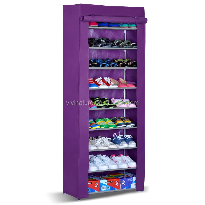 10 Tier Shoe Rack With Dustproof Shoe Shelf Storage Organizer Dark