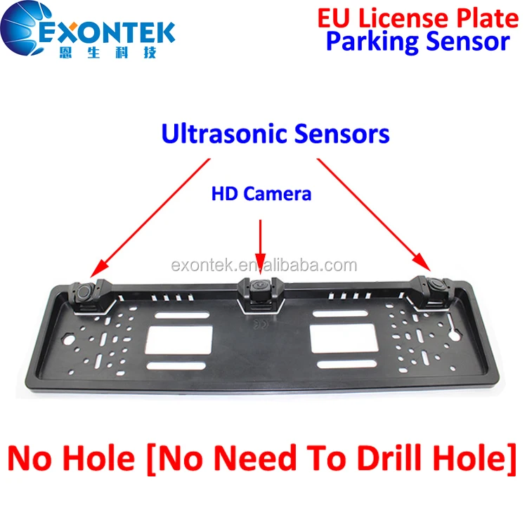 2020 New EU No Hole Reverse video Parking sensor rearview parking radar Parktronic with European car license plate frame
