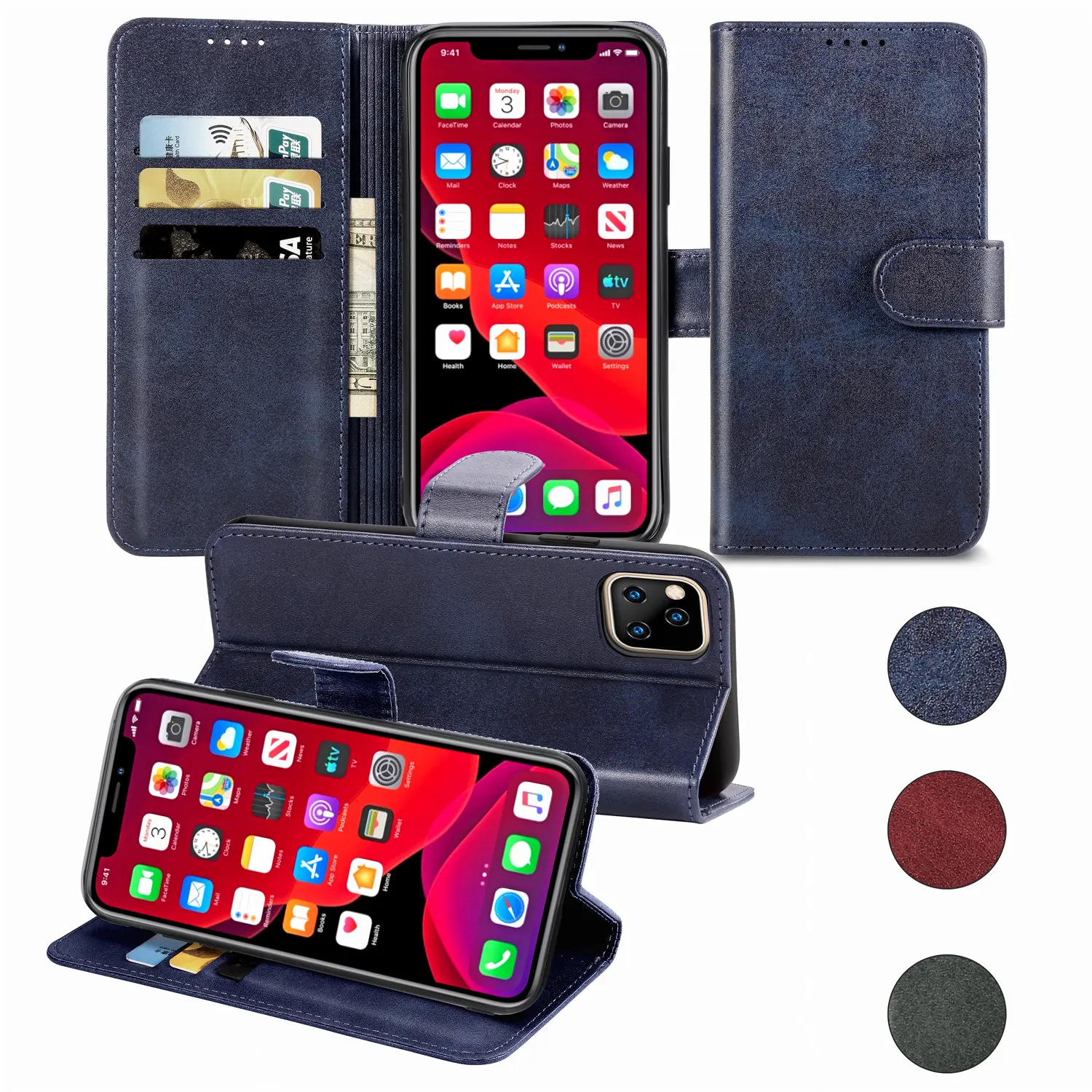 Leather Case For iPhone 2019 5.8" 6.5" X XS MAX XR 5 5S SE 6 6S 7 8 Plus Luxury Retro Flip Cover Funda