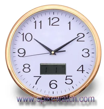 Plastic Plating Gold Frame Wall Clock Day Date Time Plastic Plating Gold Frame Wall Clock Day Date Time