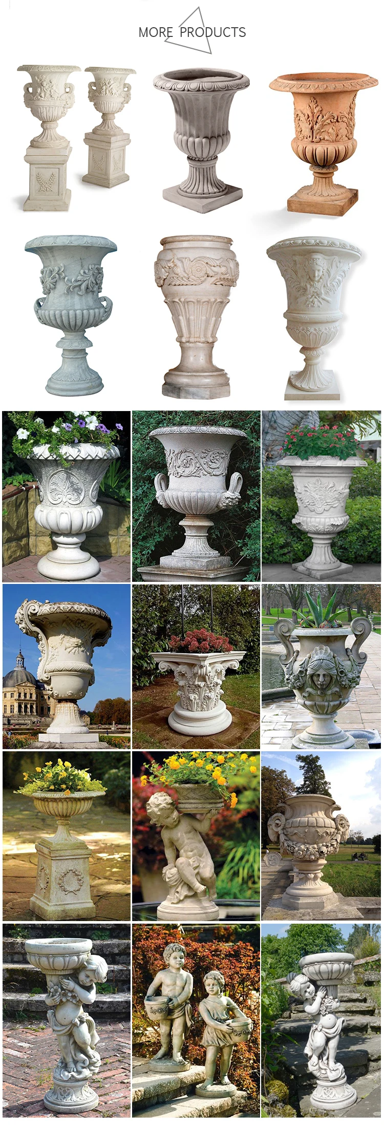 Factory Wholesale Square Decoration Large White Marble Flowerpots Hand