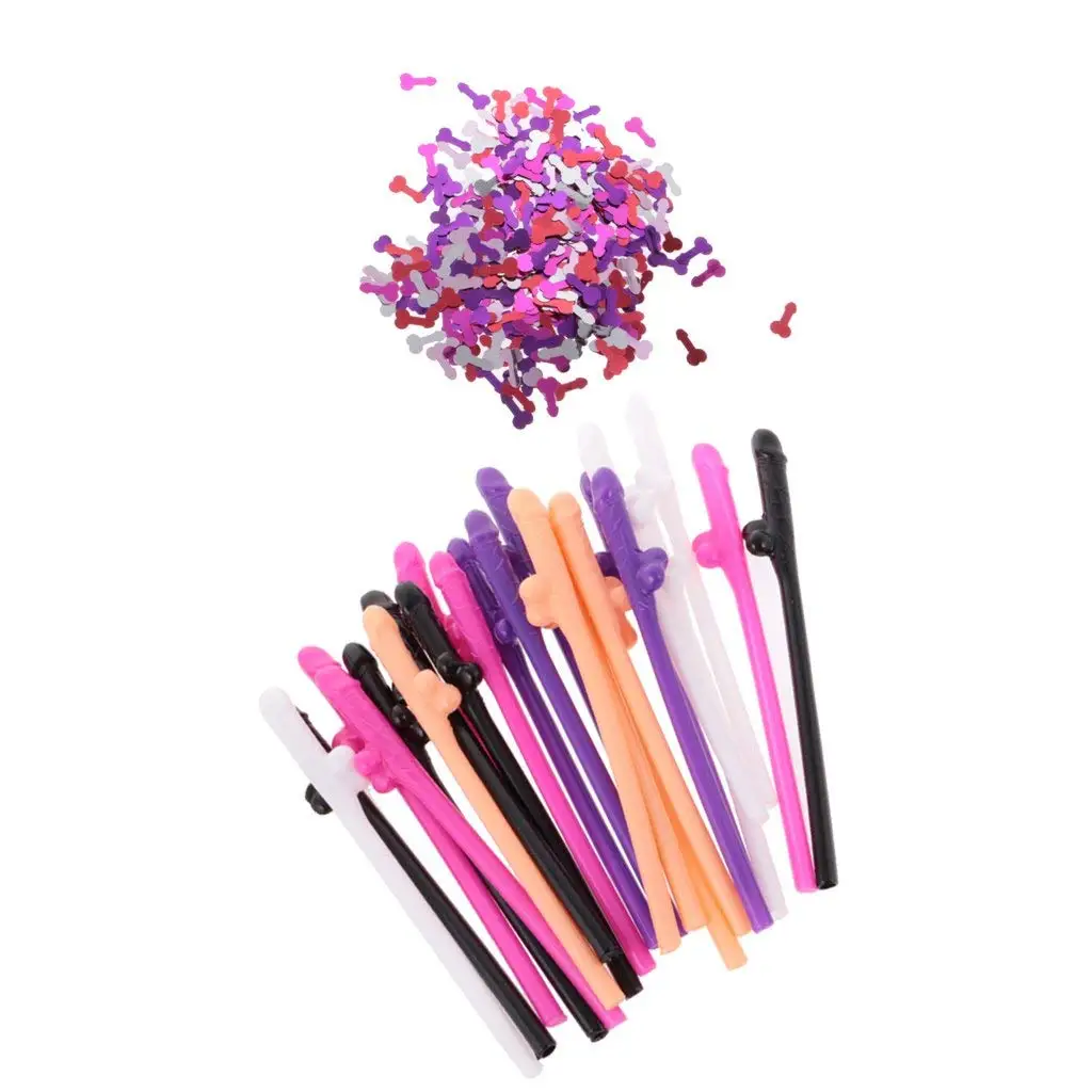 10 DICKY SIPPING DRINK STRAWS BACHELORETTE PARTY PLASTIC FAVOR WHITE NOVELTY GAG