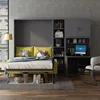 High quality wooden folding wall bed,hidden wall bed murphy bed with desk and shelf, pull down wall bed