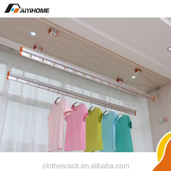 Aluminum Household Manual Lifting Clothes Drying Rack Ceiling