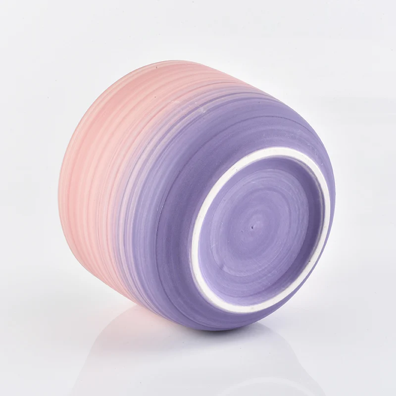 Wholesale Large Ceramic Lavender and Pink Candle Jar Round Bottom Home Decoration
