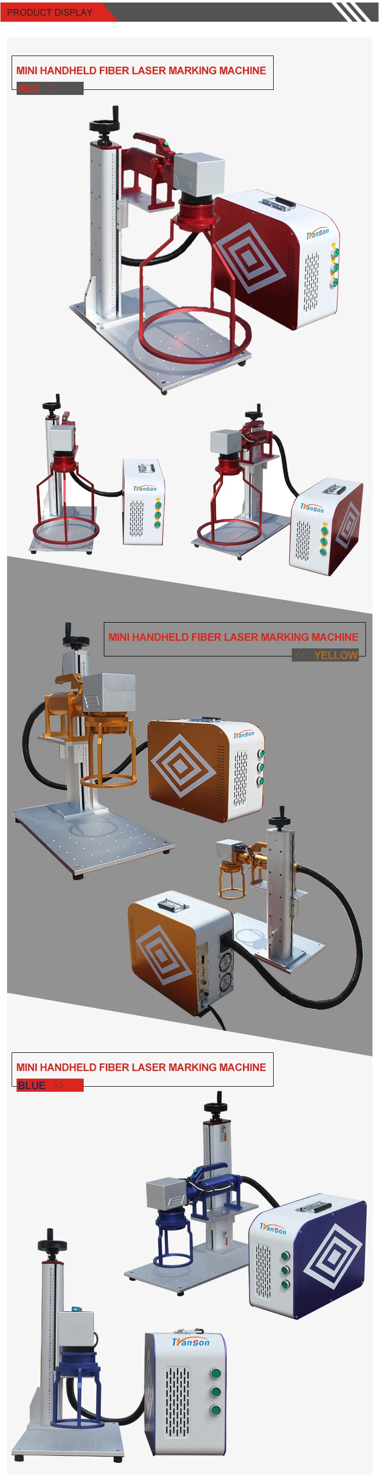 Famous brand high speed 20W JPT mopa cnc mini handle color Fiber Laser Marking Machine for Sale