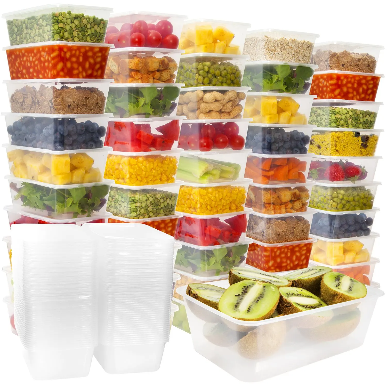 Buy 50pk 16oz Small Plastic Containers with Lids - Freezer Containers