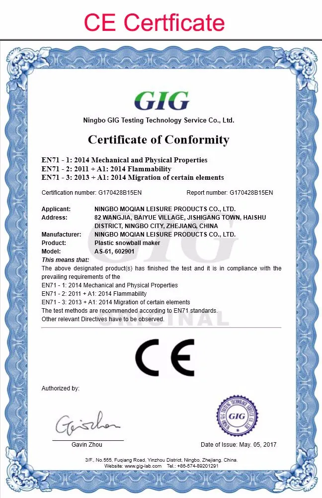 CE of plastic snowball maker 2