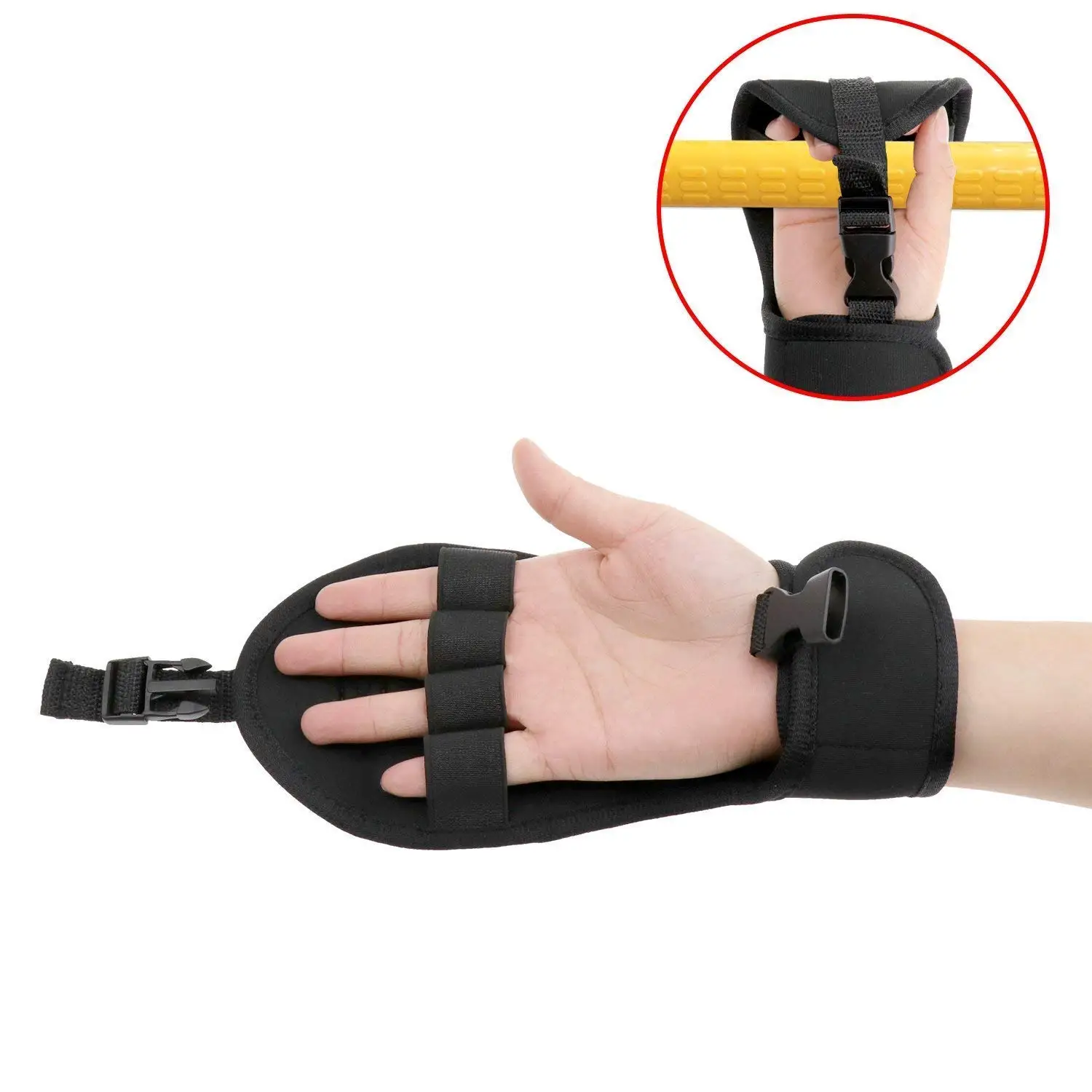 Biange Finger Splint Brace Ability, Rehabilitation Finger Gloves with stroke Hand Splint, Use for Brace Elderly Fist Stroke Hemiplegia Hand Training, Single Hand Grip Exercise (Black)