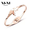 Fashion Stainless Steel Bracelet Plated Time Clock Arrow Engraved Letter Cuff Bangles