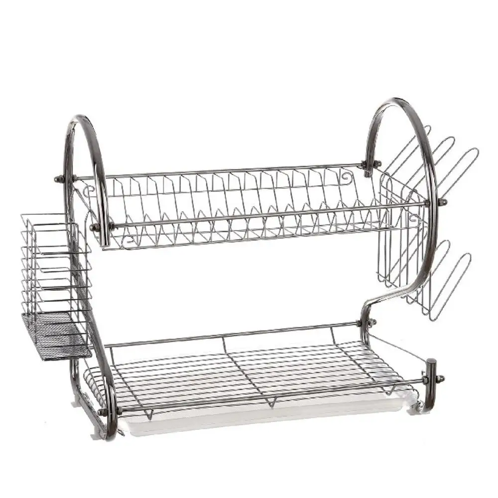 Kitchen Metal Wire Chrome Plated Dish Rack Plate Dish Drying Rack With