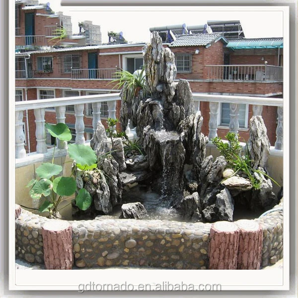 Fuente De Agua Rústica Apilada Y Escalonada Para Jardín O Patio,Piedra