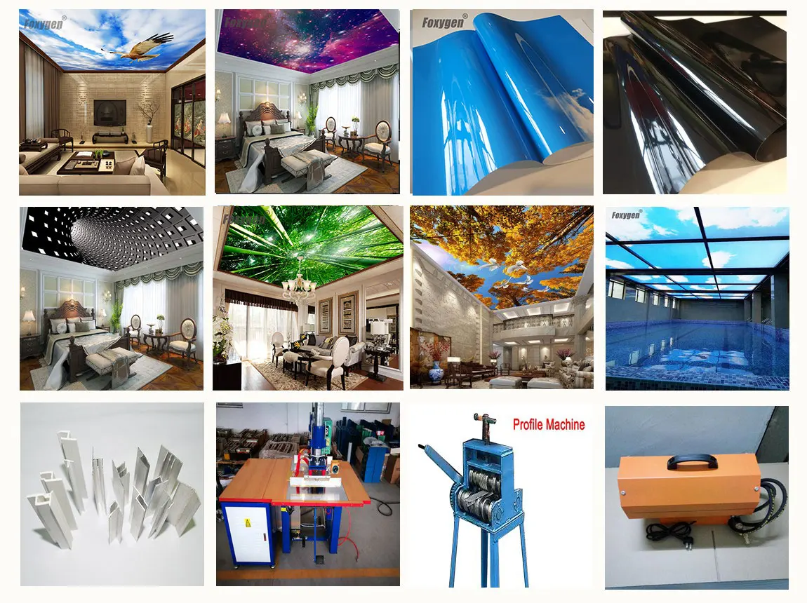 False Ceiling Products Pvc Stretch Ceiling Decorative With Led Lighting