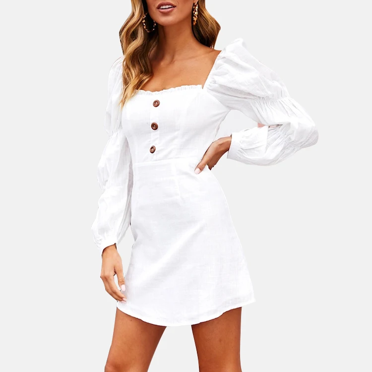 Chinese supplier casual long sleeves button mini dress