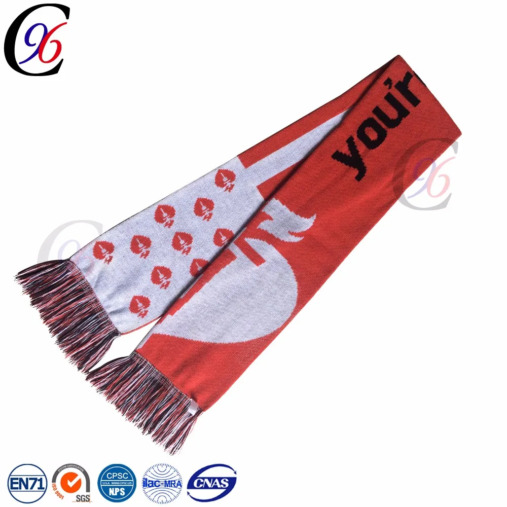 Chengxing wholesale unisex soccer football cheap knitted acrylic printing custom fan embroidered scarf