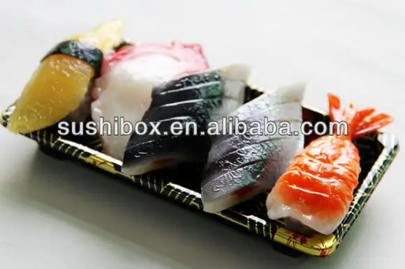 
sushi packing tray for gunkan-zushi trio of gunkan-maki tray for take out use 
