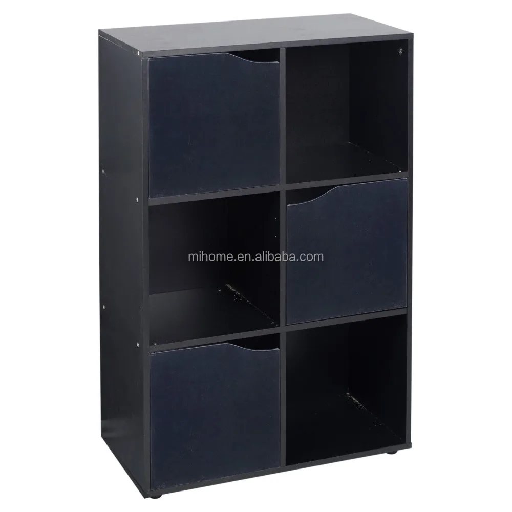 New Style Diy Wooden Living Room Bookcase 6 Cube Storage