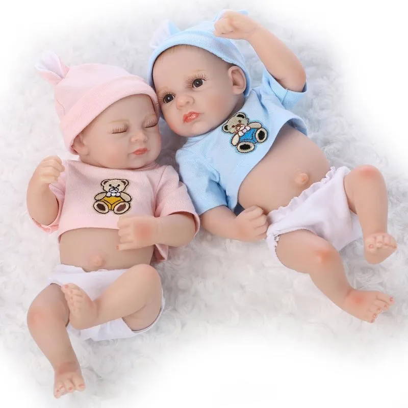 Vinyl Silicone 22 inch Reborn Doll Boy+Girl Twins Newborn Baby Doll Toy Handmade